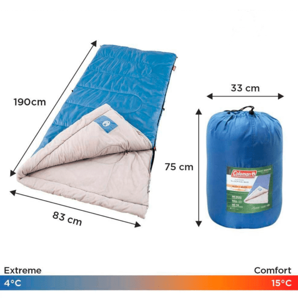 Coleman Sun Ridge - Saco de dormir para clima frío de 40 °F ligero para  adultos, saco de dormir de camping con fácil embalaje y tubo de tiro para