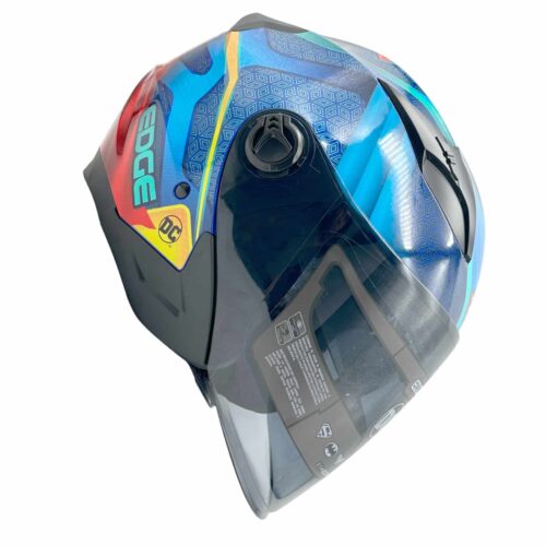 Casco Semi Integral Edge Jaguar DC Superman Brillante Doble Visor Ahumado