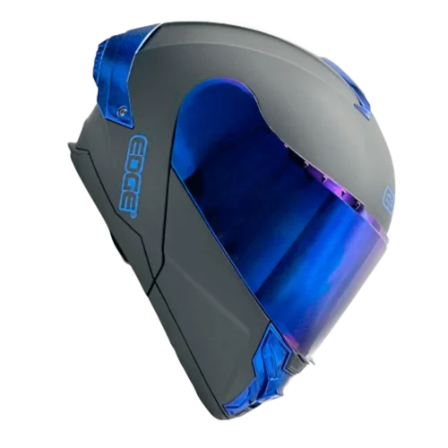 Casco Modular Edge Rocket Sólido Doble Visor Spoiler Azul