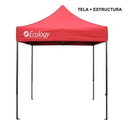 Toldo Plegable 2X2 Lona Impermeable Ecology Sunshine Rojo