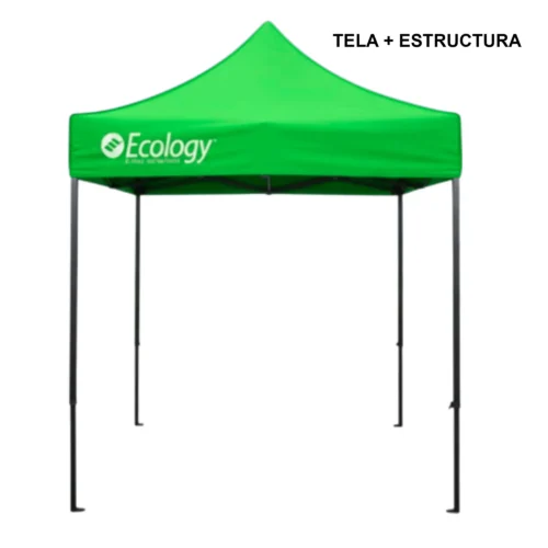 Toldo Plegable 2X2 Lona Impermeable Ecology Sunshine Verde + Estructura de Toldo 2x2 Tipo Acordeon Ecology Sunshine