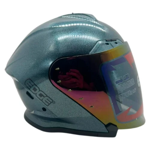 Casco Semi Integral Edge Phoenix Sólido Doble Visor Rojo Iridiumi Efecto Glitter