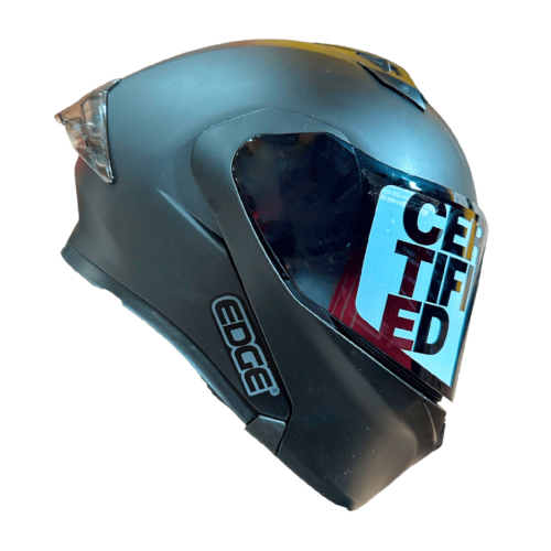 Casco Modular Edge Pulse Solido Negro Mate Doble Visor Oscuro Letras con Color