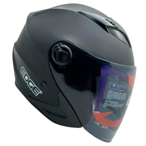 Casco Semi Integral Edge Jaguar Solid Doble Visor Principal Ahumado Respiradores Negro