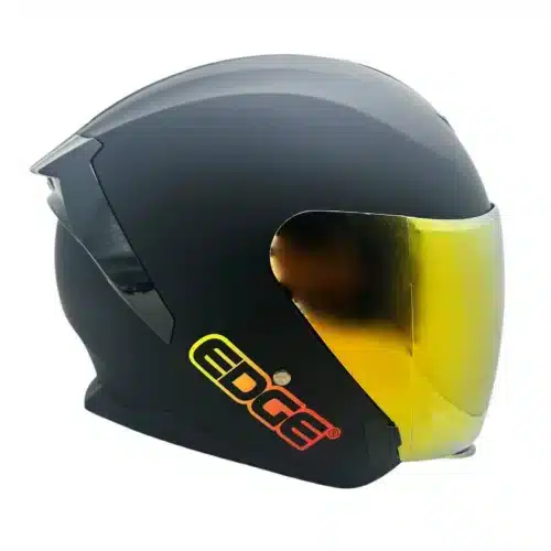 Casco Semi Integral Edge Bonnie Solid Doble Visor Naranja Litmo con Luces Led