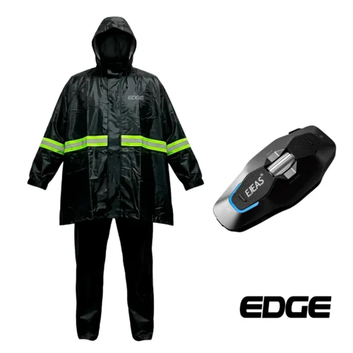 Impermeable Motorizado Edge + Intercomunicador para Casco Moto Diez Usuarios Bluetooh 5G