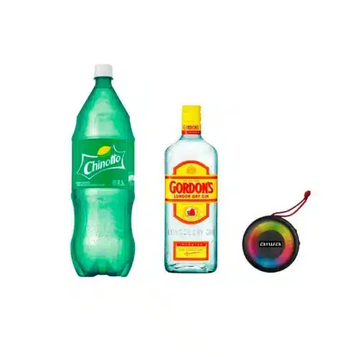 Corneta Aiwa BT 10W + Ginebra Gordon’s London Dry Gin 700ml + Refresco Chinotto 2l