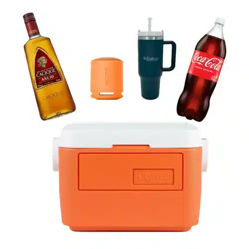 Corneta BT Sony SRS-XB100 + Ron Cacique Añejo 750ml + Refresco Coca Cola 2l + Cava Decocar 11.4lts + Botella Ecology 1180ml
