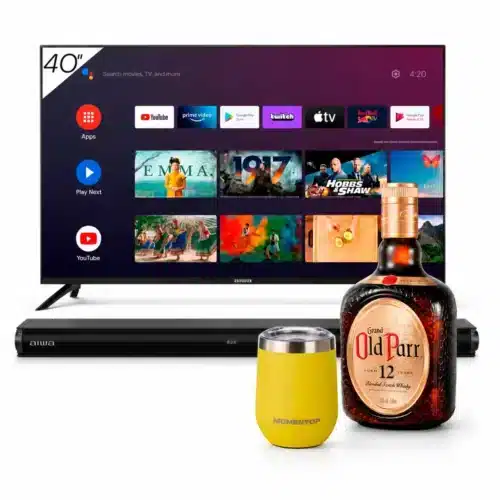 Televisor Aiwa 40 Pulgadas + Barra De Sonido Aiwa Wireless 1300W Bt + Whisky Grand Old Parr 750ml + Vaso Momentop Tumbler 12oz